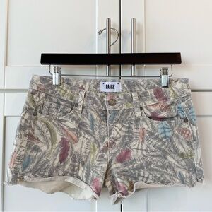 Paige Feather Print Silverlake Denim Shorts
